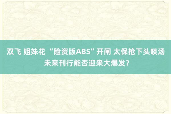 双飞 姐妹花 “险资版ABS”开闸 太保抢下头啖汤 未来刊行能否迎来大爆发？