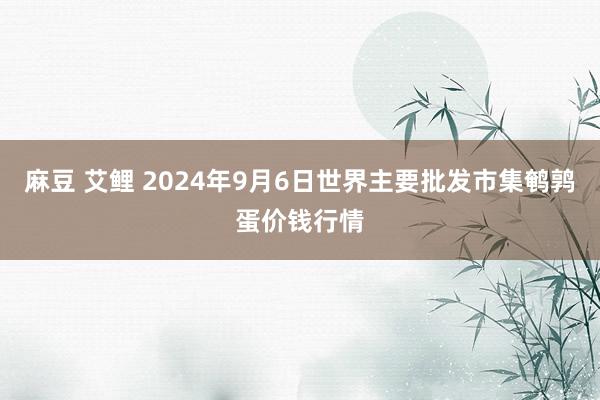 麻豆 艾鲤 2024年9月6日世界主要批发市集鹌鹑蛋价钱行情