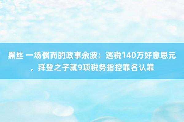 黑丝 一场偶而的政事余波：逃税140万好意思元，拜登之子就9项税务指控罪名认罪