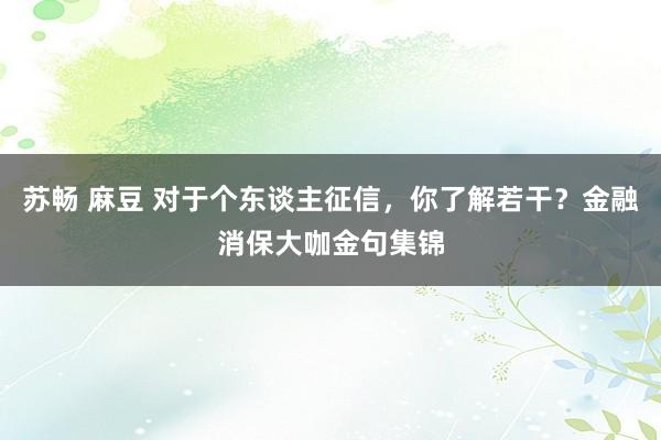 苏畅 麻豆 对于个东谈主征信，你了解若干？金融消保大咖金句集锦