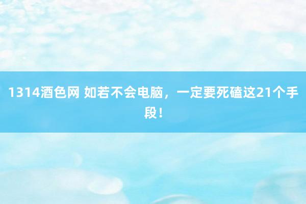 1314酒色网 如若不会电脑，一定要死磕这21个手段！