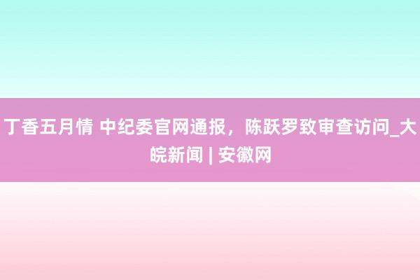 丁香五月情 中纪委官网通报，陈跃罗致审查访问_大皖新闻 | 安徽网