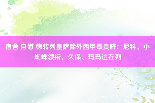 宿舍 自慰 德转列皇萨除外西甲最贵阵：尼科、小蜘蛛领衔，久保、玛玛达在列