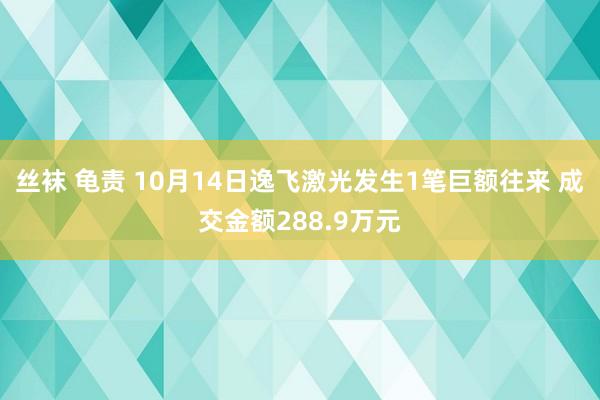 丝袜 龟责 10月14日逸飞激光发生1笔巨额往来 成交金额288.9万元