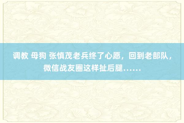 调教 母狗 张慎茂老兵终了心愿，回到老部队，微信战友圈这样扯后腿……