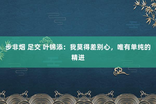 步非烟 足交 叶锦添：我莫得差别心，唯有单纯的精进