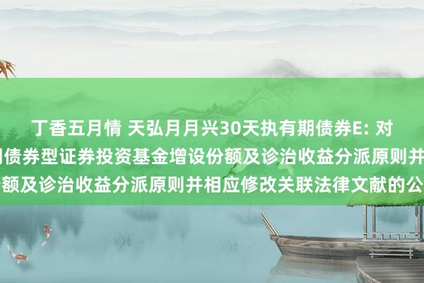 丁香五月情 天弘月月兴30天执有期债券E: 对于天弘月月兴30天执有期债券型证券投资基金增设份额及诊治收益分派原则并相应修改关联法律文献的公告