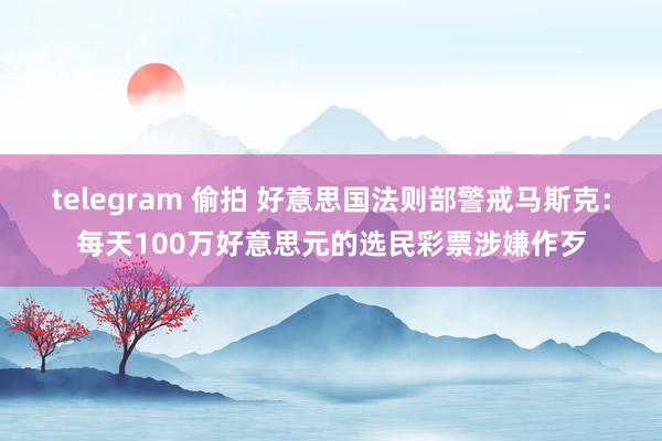 telegram 偷拍 好意思国法则部警戒马斯克：每天100万好意思元的选民彩票涉嫌作歹