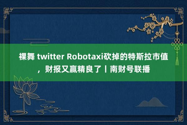 裸舞 twitter Robotaxi砍掉的特斯拉市值，财报又赢精良了丨南财号联播