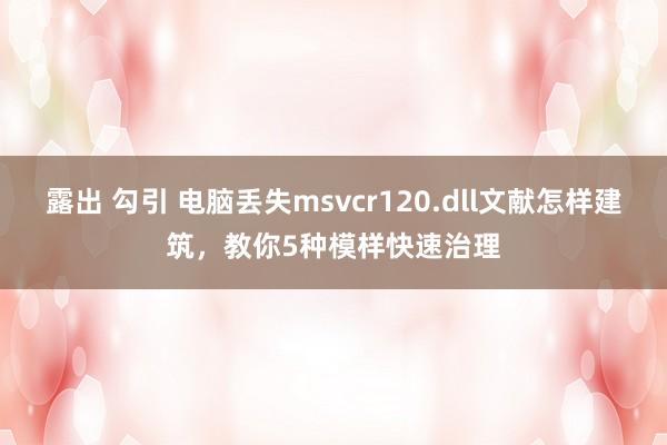 露出 勾引 电脑丢失msvcr120.dll文献怎样建筑，教你5种模样快速治理