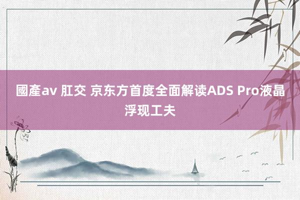 國產av 肛交 京东方首度全面解读ADS Pro液晶浮现工夫