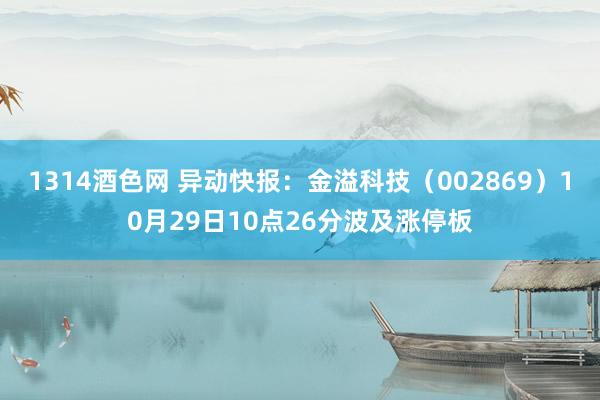 1314酒色网 异动快报：金溢科技（002869）10月29日10点26分波及涨停板