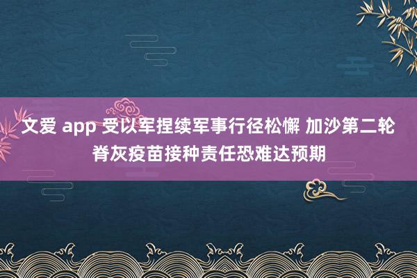 文爱 app 受以军捏续军事行径松懈 加沙第二轮脊灰疫苗接种责任恐难达预期