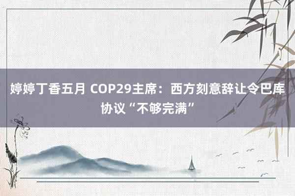 婷婷丁香五月 COP29主席：西方刻意辞让令巴库协议“不够完满”