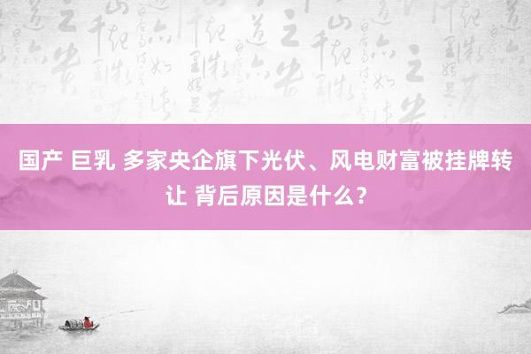 国产 巨乳 多家央企旗下光伏、风电财富被挂牌转让 背后原因是什么？