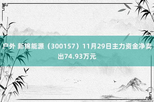 户外 新锦能源（300157）11月29日主力资金净卖出74.93万元