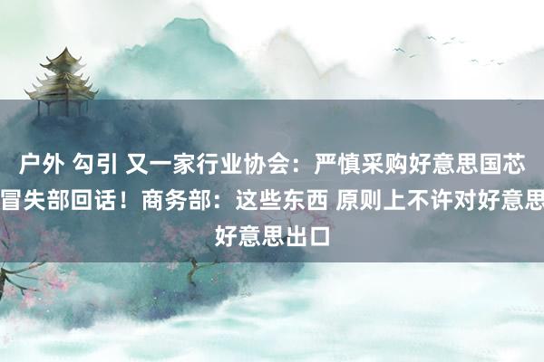 户外 勾引 又一家行业协会：严慎采购好意思国芯片！冒失部回话！商务部：这些东西 原则上不许对好意思出口