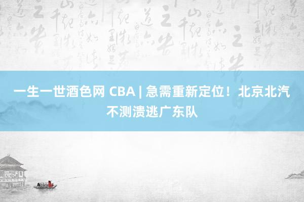 一生一世酒色网 CBA | 急需重新定位！北京北汽不测溃逃广东队