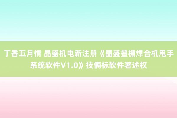 丁香五月情 晶盛机电新注册《晶盛叠栅焊合机甩手系统软件V1.0》技俩标软件著述权