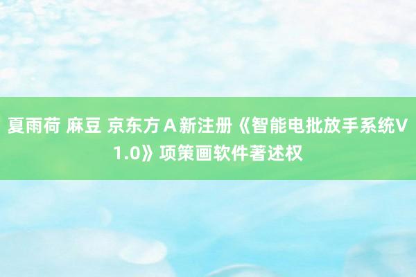 夏雨荷 麻豆 京东方Ａ新注册《智能电批放手系统V1.0》项策画软件著述权