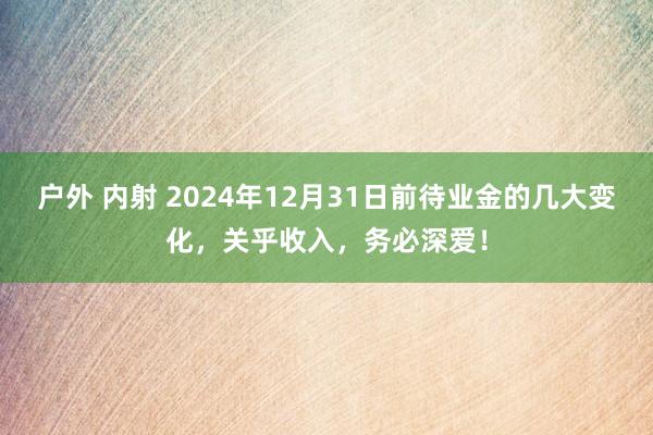 户外 内射 2024年12月31日前待业金的几大变化，关乎收入，务必深爱！