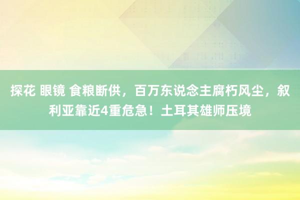 探花 眼镜 食粮断供，百万东说念主腐朽风尘，叙利亚靠近4重危急！土耳其雄师压境