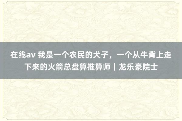 在线av 我是一个农民的犬子，一个从牛背上走下来的火箭总盘算推算师｜龙乐豪院士