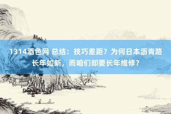 1314酒色网 总结：技巧差距？为何日本沥青路长年如新，而咱们却要长年维修？