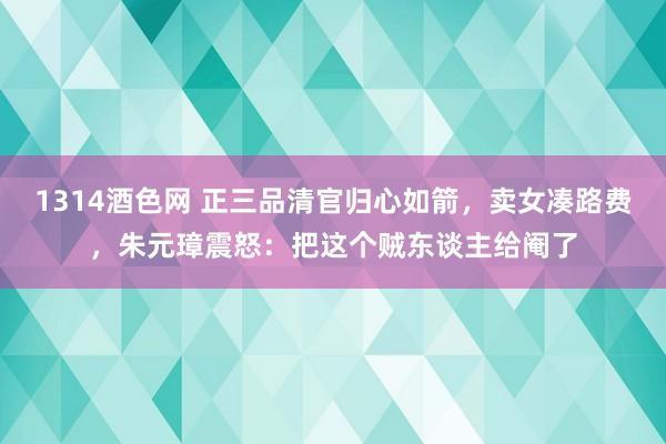 1314酒色网 正三品清官归心如箭，卖女凑路费，朱元璋震怒：把这个贼东谈主给阉了