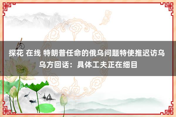 探花 在线 特朗普任命的俄乌问题特使推迟访乌 乌方回话：具体工夫正在细目