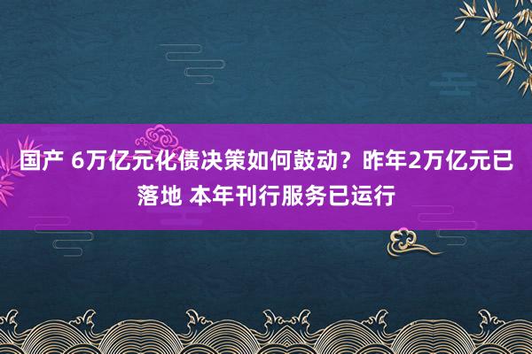 国产 6万亿元化债决策如何鼓动？昨年2万亿元已落地 本年刊行服务已运行