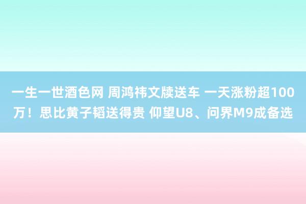 一生一世酒色网 周鸿祎文牍送车 一天涨粉超100万！思比黄子韬送得贵 仰望U8、问界M9成备选